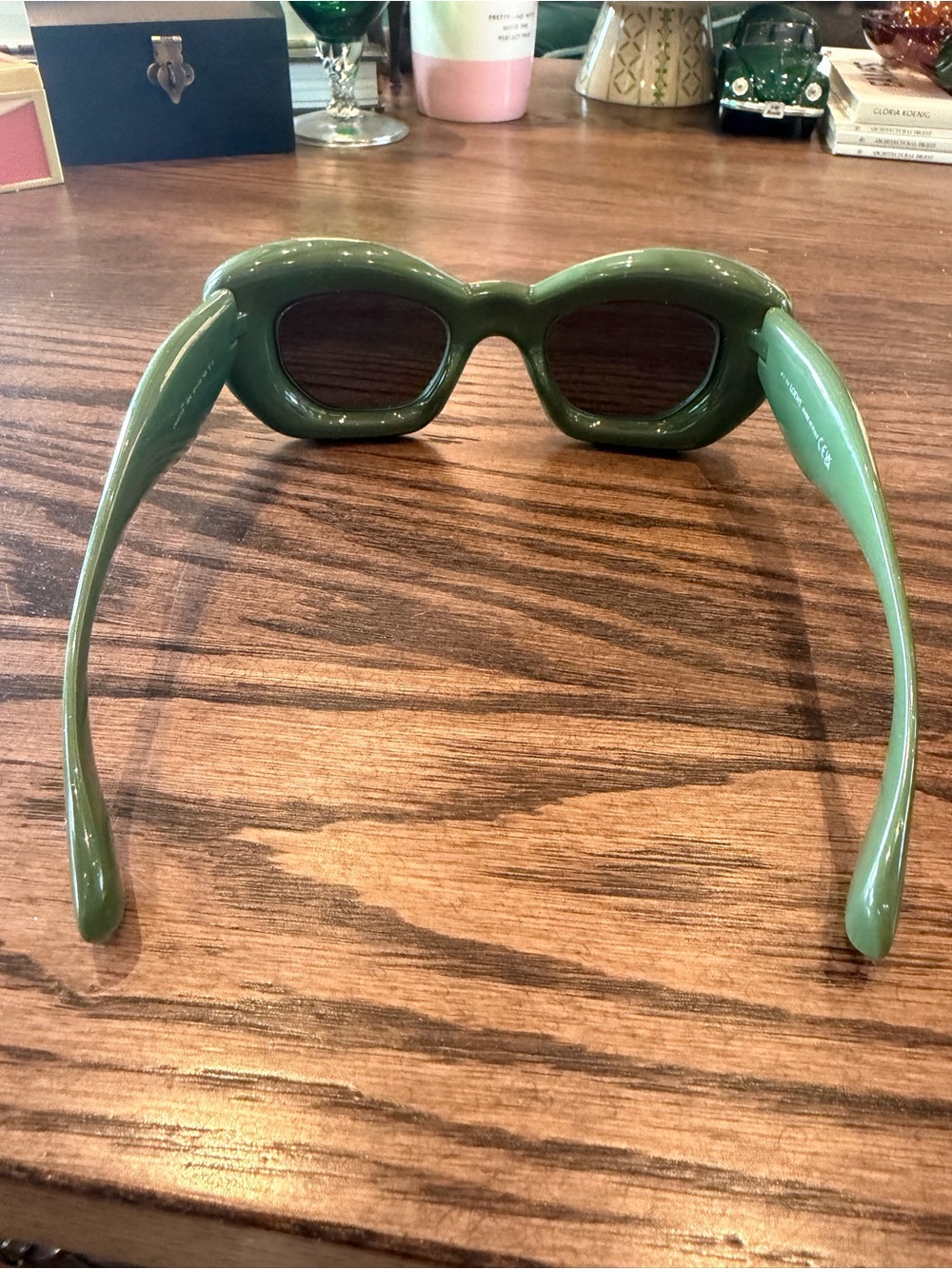 Loewe Glossy Olive Green Sculpted Sunglasses - Picture 3 of 7